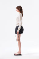 STRING DETAIL KNIT CARDIGAN IN CREAM image 7