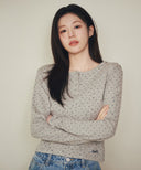 W FLOWER PATTERN LONG SLEEVE TEE IN IVORY image 12