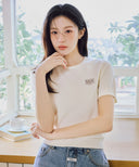 W SMALL CLASSIC LOGO HALF KNIT PULLOVER IN IVORY image 1