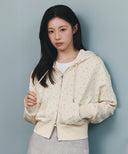 W CLASSIC LOGO CROP HOODIE ZIPUP IN BLACK BLACK image 12