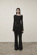 SNAP DETAIL SLIM TOP IN BLACK image 12