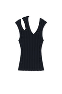 CUT OUT SLEEVELESS KNIT TOP IN DARK NAVY image 2