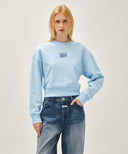 W FLOWER CLASSIC LOGO CROP SWEATSHIRT IN SKY BLUE image 1
