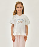 KIDS W BALLOON SLEEVE PEPLUM TEE IN WHITE image 1