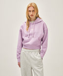 W SMALL CLASSIC LOGO CROP HOODIE IN LAVENDER
