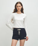 W BASIC CROP LONG SLEEVE IN WHITE