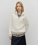 HALF NECK ZIPUP KNIT IN CREAM image 5