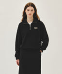 SMALL CLASSIC LOGO HALF ZIPUP SWEATSHIRT IN BLACK image 1