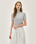 W SMALL CLASSIC LOGO HALF KNIT PULLOVER IN HEATHER GREY image 1