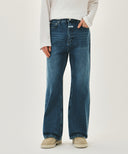 M RELAXED FIT BOOTS-CUT DENIM PANTS IN BLUE image 1