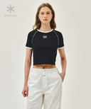W AEROCOOL SMALL CLASSIC LOGO SLIM RINGER TEE IN NAVY