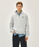 SMALL CLASSIC LOGO HALF ZIPUP SWEATSHIRT IN LIGHT HEATHER GREY image 1