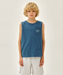 KIDS DOODLE CLASSIC LOGO POCKET SLEEVELESS IN BLUE image 1