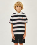 KIDS MULTI STRIPE COLLAR TEE IN NAVY image 1