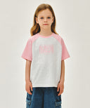 KIDS CLASSIC LOGO OVERSIZED RAGLAN TEE IN CORAL PINK