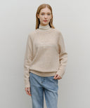 LETTERING LOGO KNIT PULLOVER IN BEIGE image 1