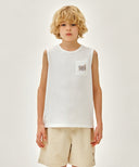 KIDS DOODLE CLASSIC LOGO POCKET SLEEVELESS IN WHITE image 1