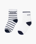 KIDS BASIC STRIPE SOCKS 2PACK IN NAVY image 6
