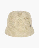 CIRCLE LOGO CROCHET BUCKET HAT IN LIGHT BEIGE image 1