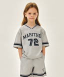 KIDS V NECK NYLON WOVEN TEE IN LIGHT GRAY image 1