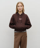 W SMALL CLASSIC LOGO CROP HOODIE IN BROWN image 1