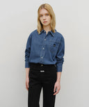 LOGO DENIM SHIRT IN BLUE image 1