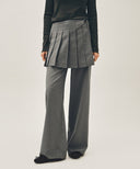 W LAYERED PLEATS SKIRT PANTS IN GRAY image 1