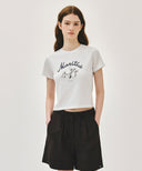 W LEMON GRAPHIC SLIM CROP TEE IN WHITE image 1
