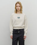 W SMALL CLASSIC LOGO CROP SWEATSHIRT IN OATMEAL image 1