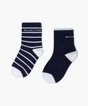 KIDS BASIC STRIPE SOCKS 2PACK IN NAVY image 1