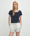 W BASIC CROP TEE IN NAVY image 1