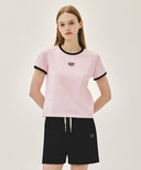 W CLASSIC LOGO RINGER TEE IN LIGHT PINK image 1