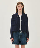 W CROP SHEER JACKET IN NAVY image 1