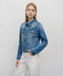 W DENIM TRUCKER JACKET IN BLUE image 1