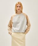W BLOCK CLASSIC LOGO RAGLAN CROP SWEATSHIRT IN CORAL PINK image 1