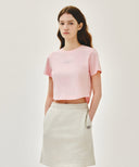W SILVER LETTERING CROP TEE IN PINK image 1