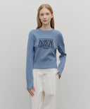W CLASSIC LOGO CROP KNIT IN MELANGE GRAY image 12
