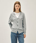 SMALL CLASSIC LOGO V-NECK KNIT CARDIGAN IN GRAY image 1