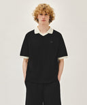 SMALL CLASSIC LOGO PK COLLAR POINT TEE IN BLACK image 1