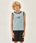 KIDS WAFFLE RINGER SLEEVELESS IN LIGHT BLUE image 1