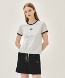 W CLASSIC LOGO RINGER TEE IN WHT/ RED image 1