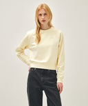 W LACE DETAIL CROP SWEATSHIRT IN IVORY image 1