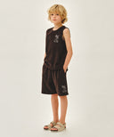 KIDS TERRY SLEEVELESS+PANTS SET-UP IN BROWN image 2