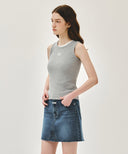 W RIBBON CLASSIC LOGO SLEEVELESS IN HEATHER GREY image 2