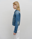 W DENIM TRUCKER JACKET IN BLUE image 2