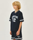 KIDS V NECK NYLON WOVEN TEE IN NAVY image 2