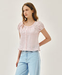 W PUFF SLEEVE LACE SHIRT IN LIGHT PINK image 2