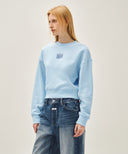 W FLOWER CLASSIC LOGO CROP SWEATSHIRT IN SKY BLUE image 2