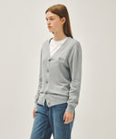 SMALL CLASSIC LOGO V-NECK KNIT CARDIGAN IN GRAY image 2
