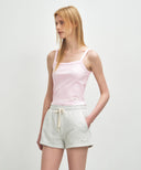 W BASIC STRING CROP SLEEVELESS IN LIGHT PINK image 2